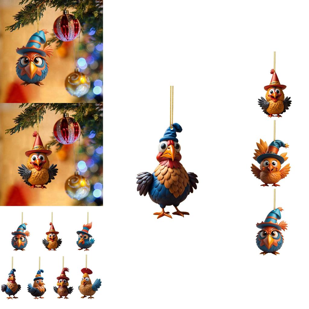 Färgglad Akryl Kalkon Bilprydnad Festlig Julgransprydnad För Hemmet