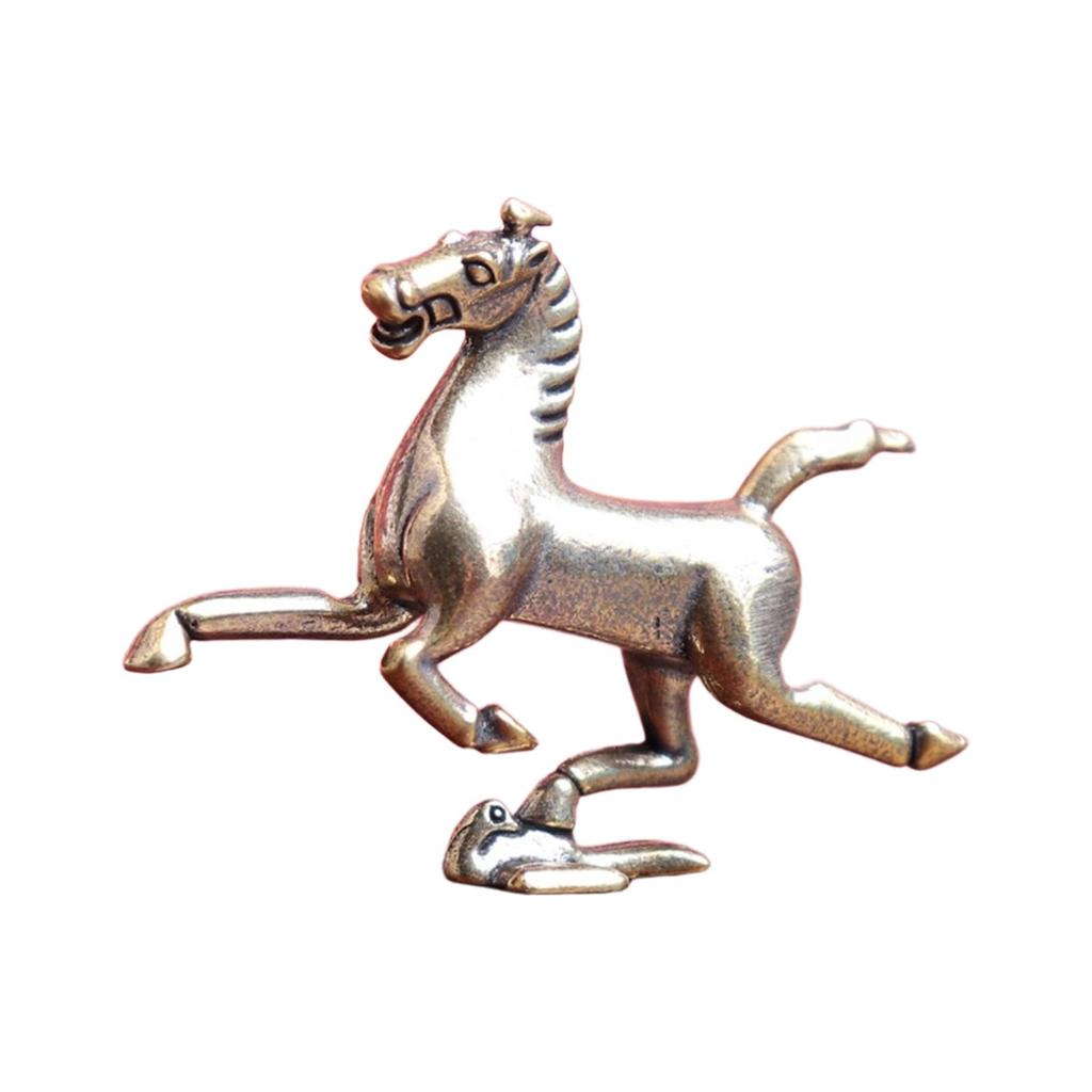 Decorative Horse Figurine Brass Sculpture Miniature Animal Statue for Bookshelf Home Desk Decor