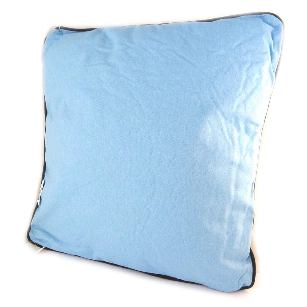 Les Trésors De Lily [N5137] - Poduszka projektanta 'Cytaty' biało-niebieska (Jestem dziełem sztuki . . . lub nie) - 40 cm