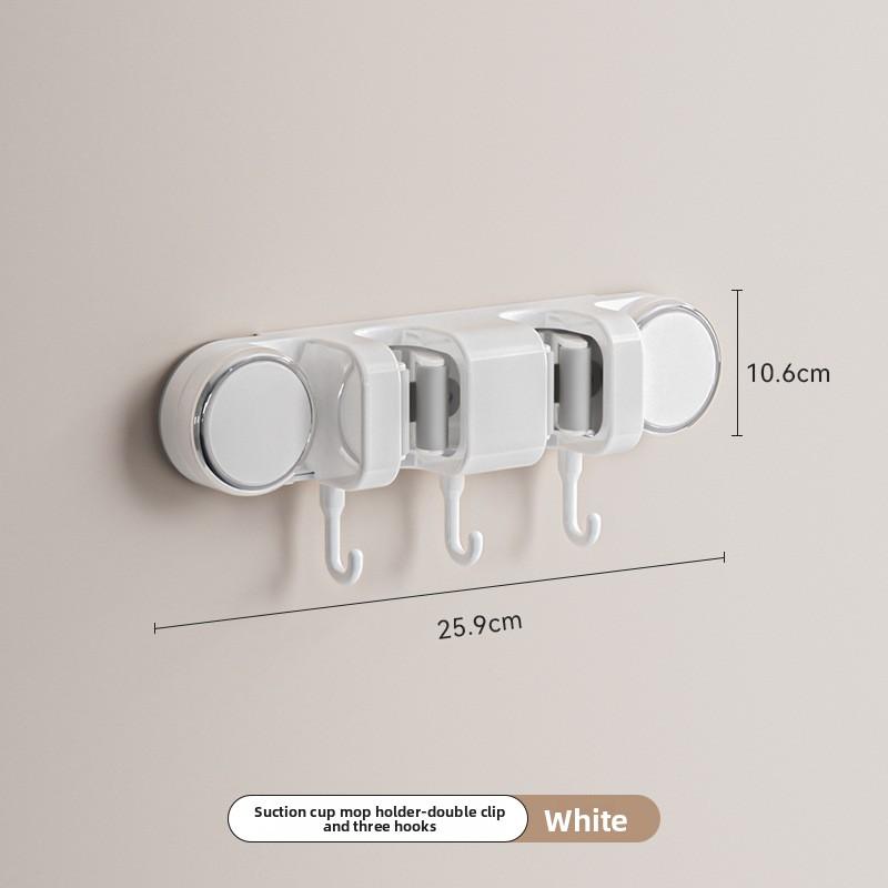 Suction Cup Mop Clamp, No Need for Drilling, Bathroom Household Mop Hook, Wall Hanging Clamp, Hanging Rack, No Trace, Strong Mop Rack