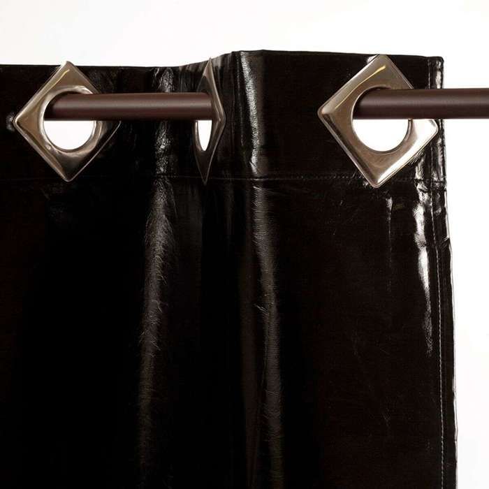 Black Faux Leather and Suede Curtain 140x250