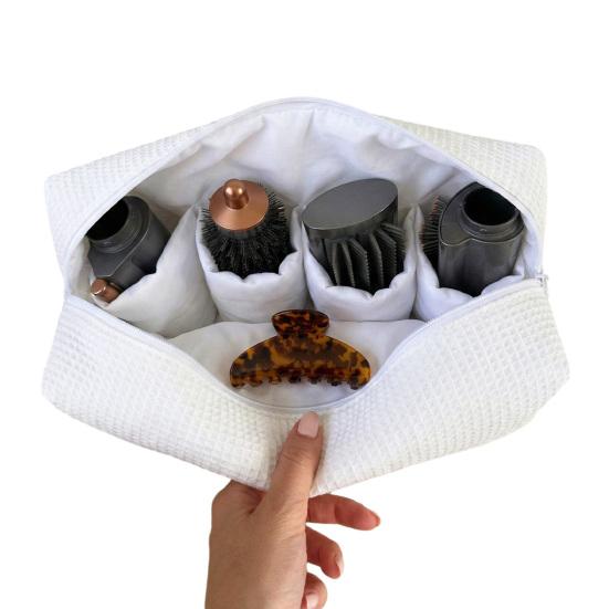 Cestovní taška na fén Waffle Case na cestovní vlasové nástroje Uzavírání na zip Prošívaný květinový organizér na stylingové nástroje pro kulmy Příslušenství