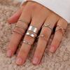 Sada prstenů s českým zlatým řetízkem pro ženy Fashion Boho Coin Snake Moon Rings Dárkové šperky Party Trend