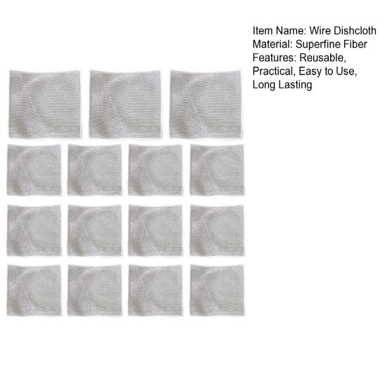 15Pcs Multipurpose Non-Scratch Wire Dishcloth To Reusable Clean Machine Washable Easy Wire Dishwashing Rags