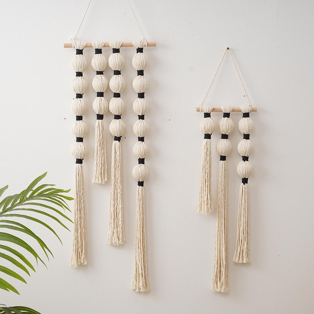 1pc Hand-woven Round Cotton Rope Simple Tassel Tapestry Gourd-shaped Wall Hanging in The Living Room Homestay Cotton Gift