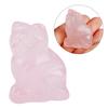 Rose Quartz Carved Kitten Shaped Decor Pink Crystal Healing Stone Gemstone Decoration