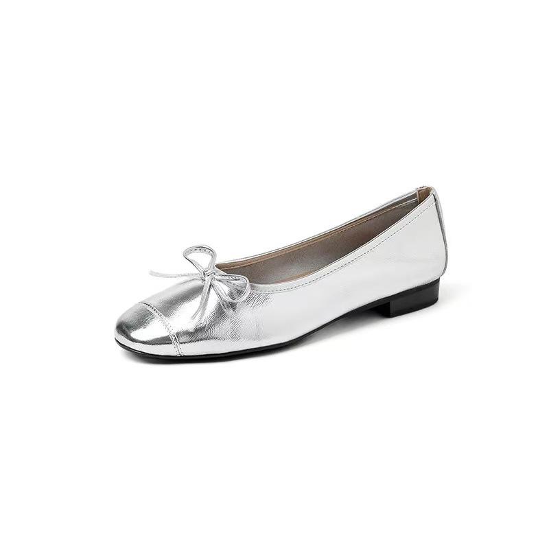 

2025 версия, сохраненная самостоятельно, желтые туфли-лодочки, женские туфли на плоской подошве с мелким вырезом, вечерние туфли, туфли-бини на мягкой подошве, французские балетки 40 серебряный