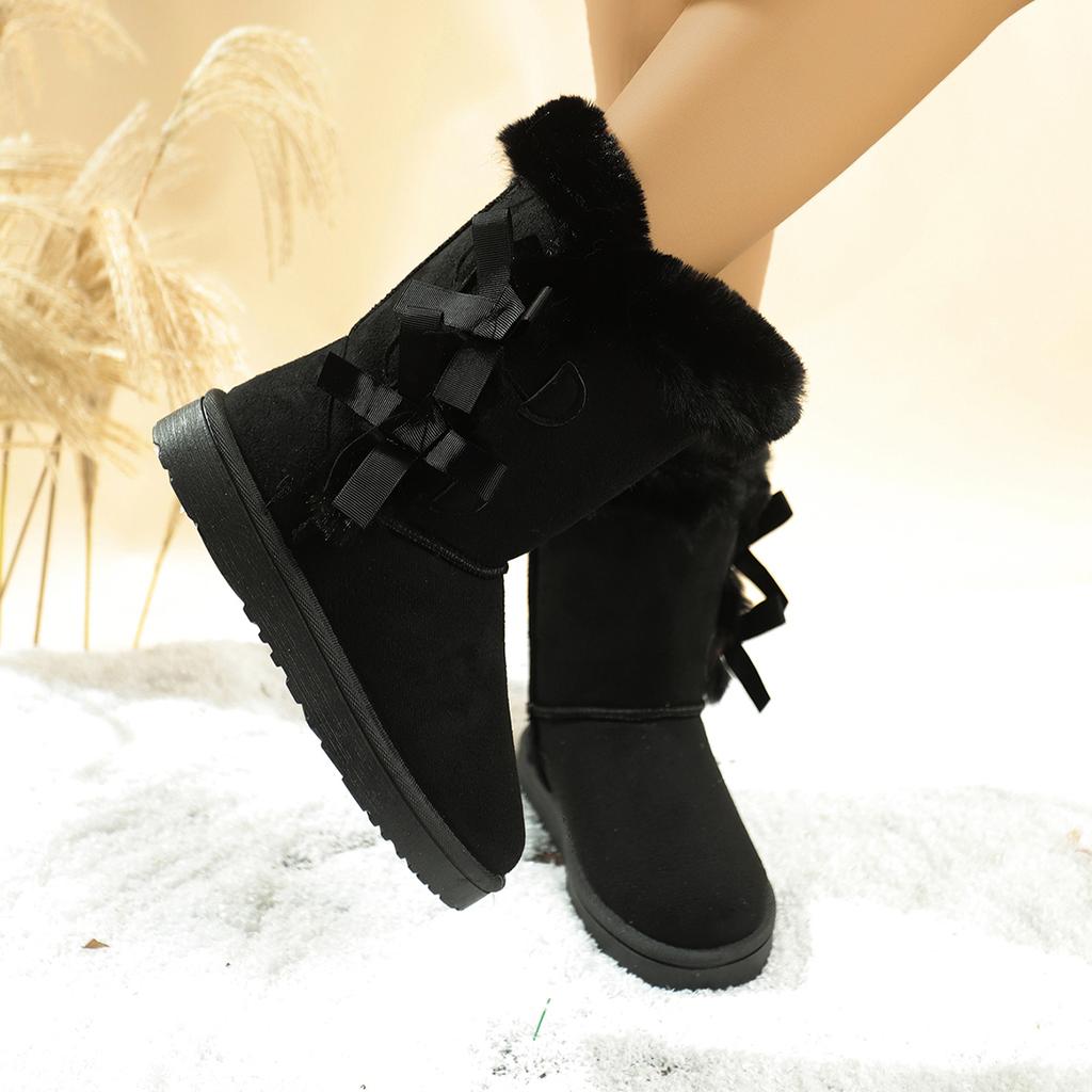 2025 New Winter Snow Boots Women Non-slip Fashion Solid Color Women Boots Thick Plush Thick Sole Shoes Classic Retro Long Boots