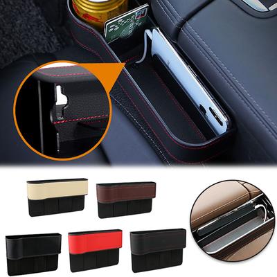 Leather Car Seat Gap Organizer Multifunction Console Crevice Filler Side Storage Box with Cup Holder Car Interior Storage Pocket
