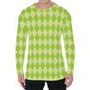 Simple Argyle Pattern Men's T-shirts Fashion Casual 3D Printed Long Sleeve T-shirts Loose Round Neck Streetwear Pullovers