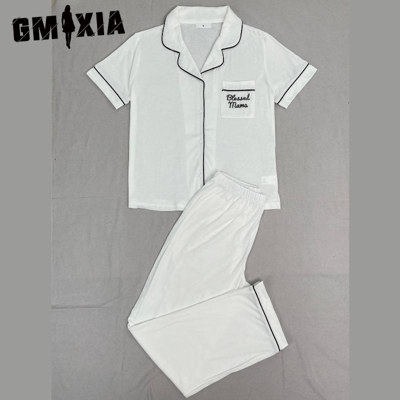

GMXIA Pajamas Women s Models Spring and Summer Short-sleeved Trousers Homewear Two-piece Set XL белый