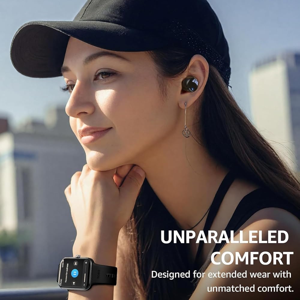 TOZO T6 Earphones Bluetooth Wireless Earphones, Mid-Low Frequencies, Warm Sound Quality, Compact, Lightweight, Comfortable, Built-in Microphone, AI No