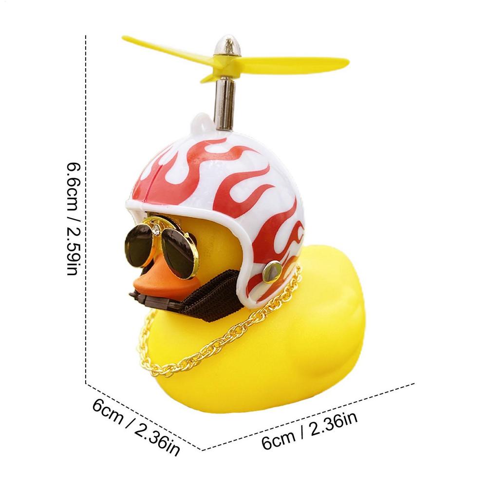 Rubber Squeeze Wind Duck Toy Motorcycle Car Ornaments Small Duck Car Dashboard Decoration with Cool Glasses Propeller Helmet