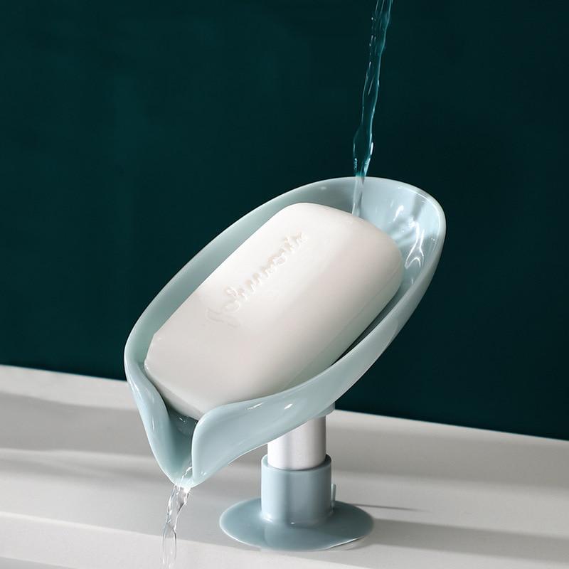 Leaf Shape Drain Soap Box Soap Holder Box Bathroom Shower Soap Holder Sponge Storage Plate Tray Bathroom Supplies Soap Shelf