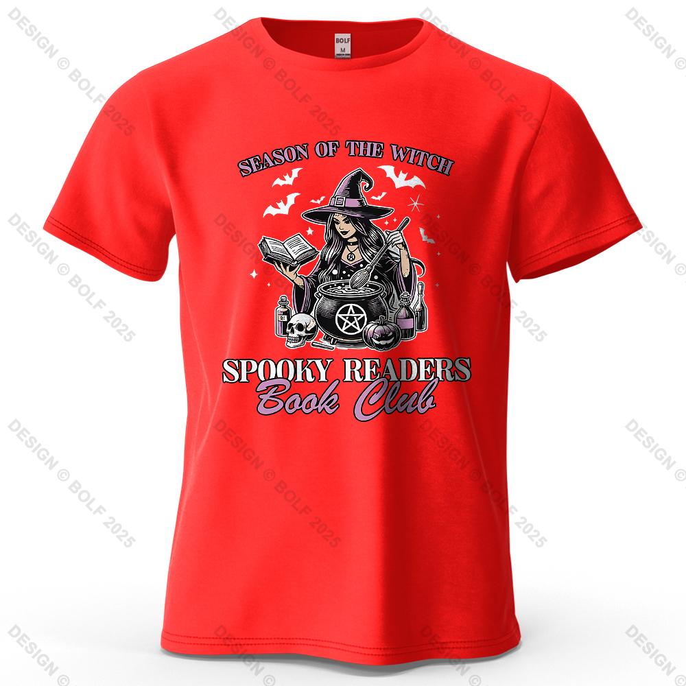 Witchy Book Club Printed Men's T-Shirt 100% Cotton Oversized Mysterious Unique Graphic Tees for Women Tops Tees Reading