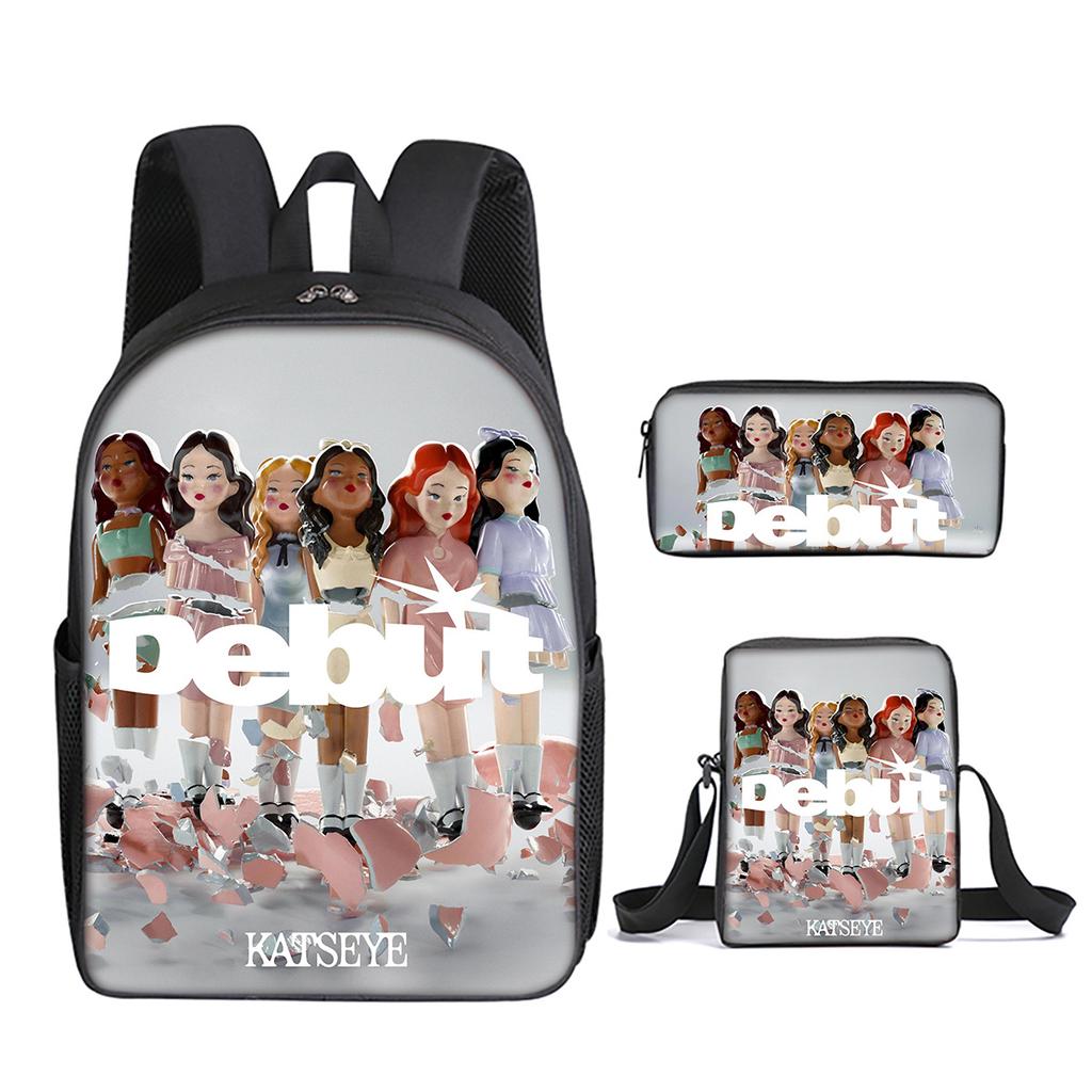 Fashion Novelty Kpop Katseye 3D Print 3pcs/Set pupil School Bags Laptop Daypack Backpack Inclined shoulder bag Pencil Case