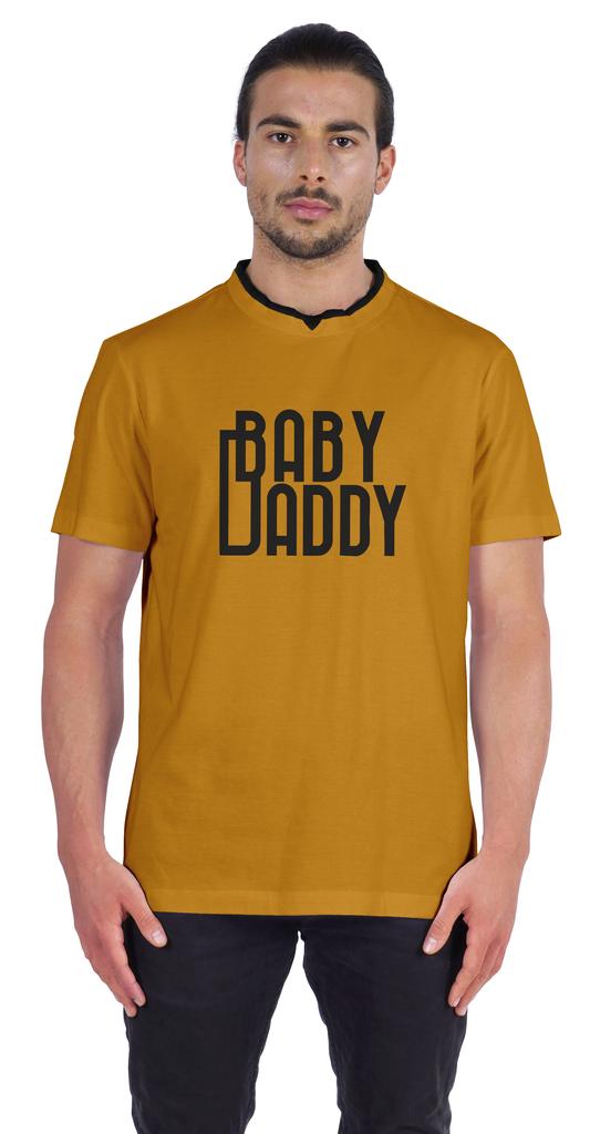 Inkmeso Men  s Graphic Quote   Baby Daddy   Tshirt For Dads Round Neck with V Cut