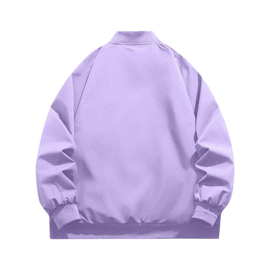 Pánská baseballová bunda jednobarevná Všestranná trendy bunda Ležérní sportovní kabát se stojáčkem