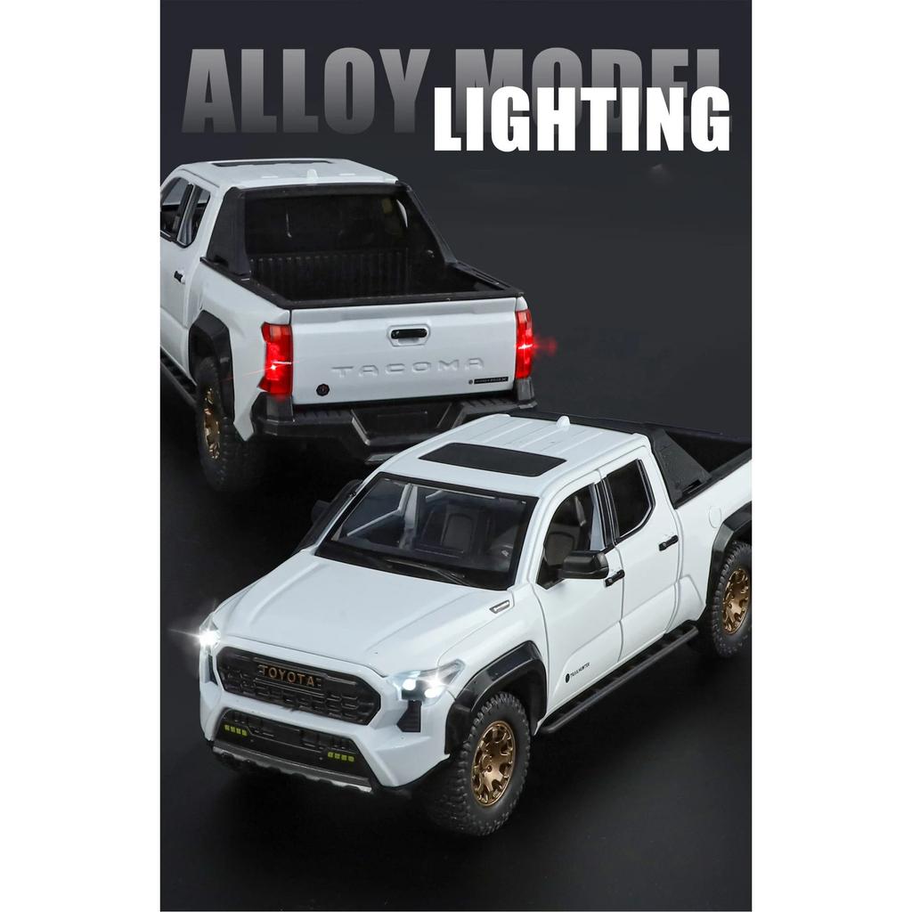 1/22 TOYOTA Tacoma Alloy Pickup Car Model Diecast Metal Off-Road Vehicles Car Model Simulation Sound and Light Children Toy Gift