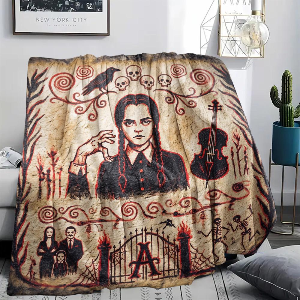 

Wednesday Addams Print Flannel Blanket, Ultra Soft High Quality All Seasons Warm Throw, Home Decor Cozy Blanket, Perfect Christmas Gift 80cm x 120cm