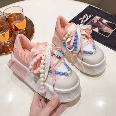Scarpe con Suola Spessa Donna Primavera/Estate 2024 Nuove Testa Larga Pane Casual Scarpe Sportive Donna Scarpe Firmate Sneakers Med (3cm-5cm)