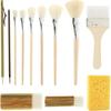 12 Pieces Pottery Brush Set with Sponge Caprine Hair Wooden Handle