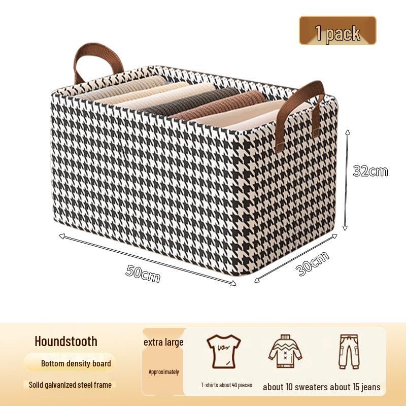 Houndstooth Foldable Pants Storage Box with Steel Frame