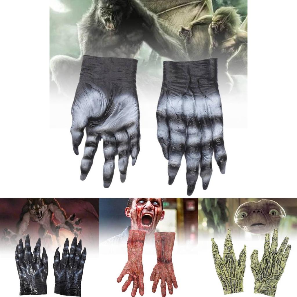 Spooky Alien Gloves Latex Halloween Party Costume Props Realistic Design