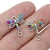10Pcs Silver Plated Crystal Dragonfly Charm Connector For Making Bracelet Diy Findings Jewelry Accessories Handmade Craft