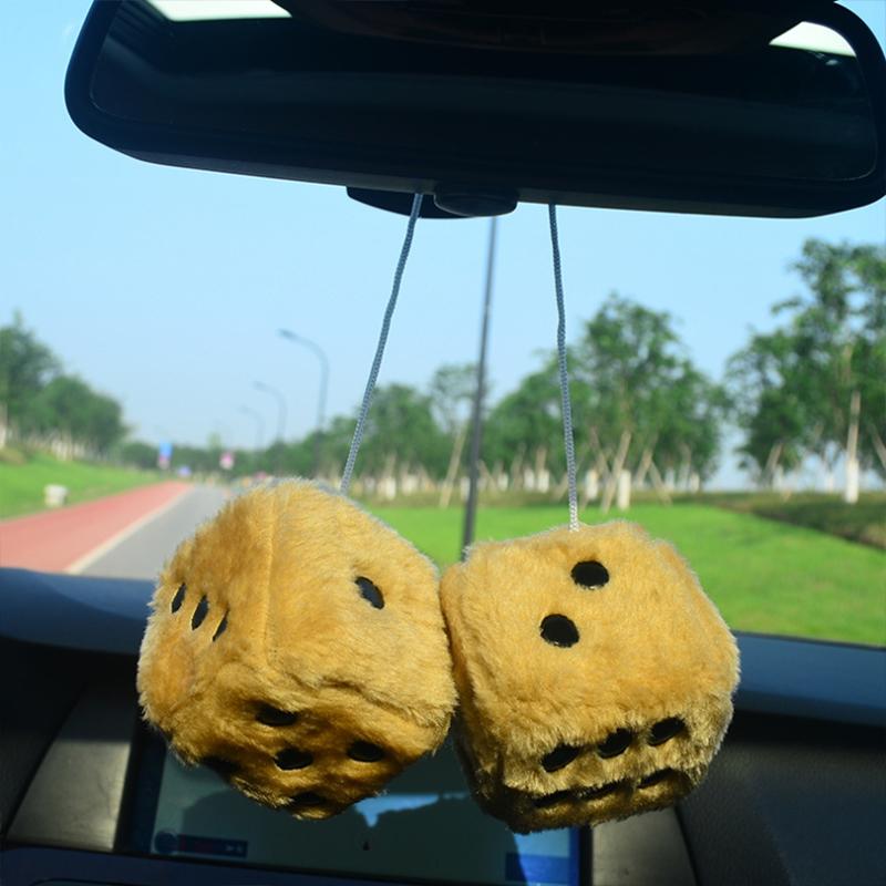Dés Flous à Suspendre Au Rétroviseur - Paire En Peluche Bleue - Décoration Voiture
