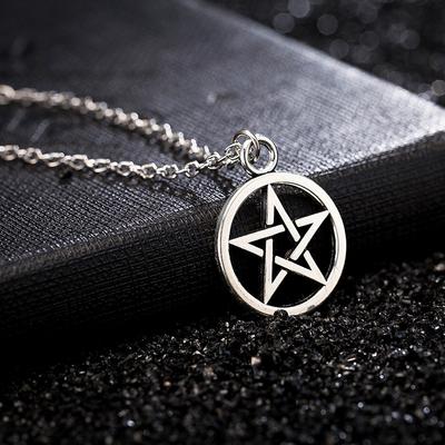Collar Pentagrama Moda Hombre Mujer Retro Vintage Lucifer Satanás Signo Joyería Accesorios