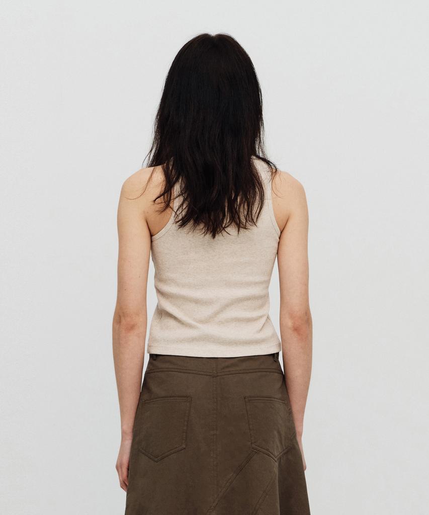 SEALOT Signature Cut Eyelet Basic Sleeveless Top (Melange Beige)