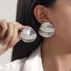 Yunjin stud earrings, high-end earrings, fashionable atmosphere, exaggerated vacation style earrings, fish tail shell earrings.