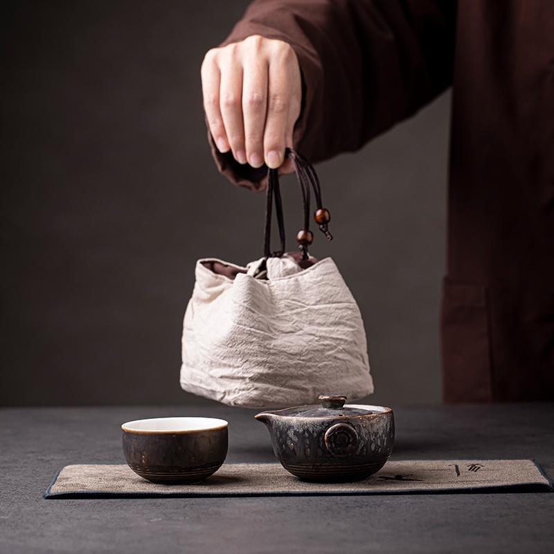150ml Japanese Kiln-Change Ceramic Quick Tea Cup One Pot Two Cups Tea Set Portable Bag Teapot