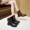 Women's boots 2026 Spring and Autumn genuine leather short boots women's retro mid top Korean version women's shoes