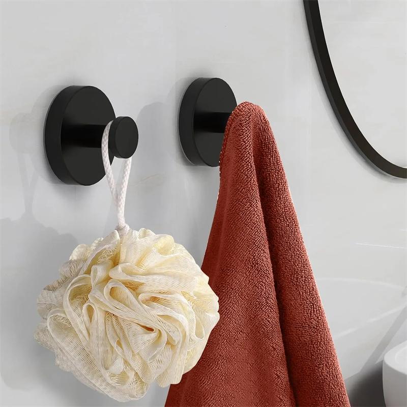 2pcs Suction Cup Hook Silver/Black Stainless Steel No Need To Punch Towel Holder Coat Bath Robe Hook For Kitchen Bathroom Toilet