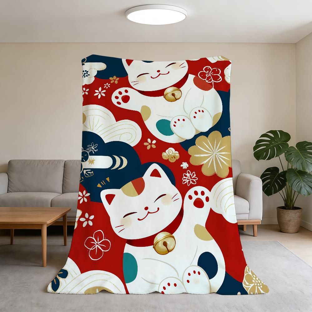 Blanket Super Luck Warm Maneki Comfortable Plush Throw Money Blanket Child Home Sofa Bedroom Rich Cat Neko Gift