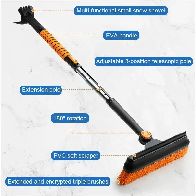 YIJU 5-In-1 Car Ice Removing Brush Shovel Retractable Winter Snow Shovel Ice Removal Scraper Car Winter Cleaning Accessories