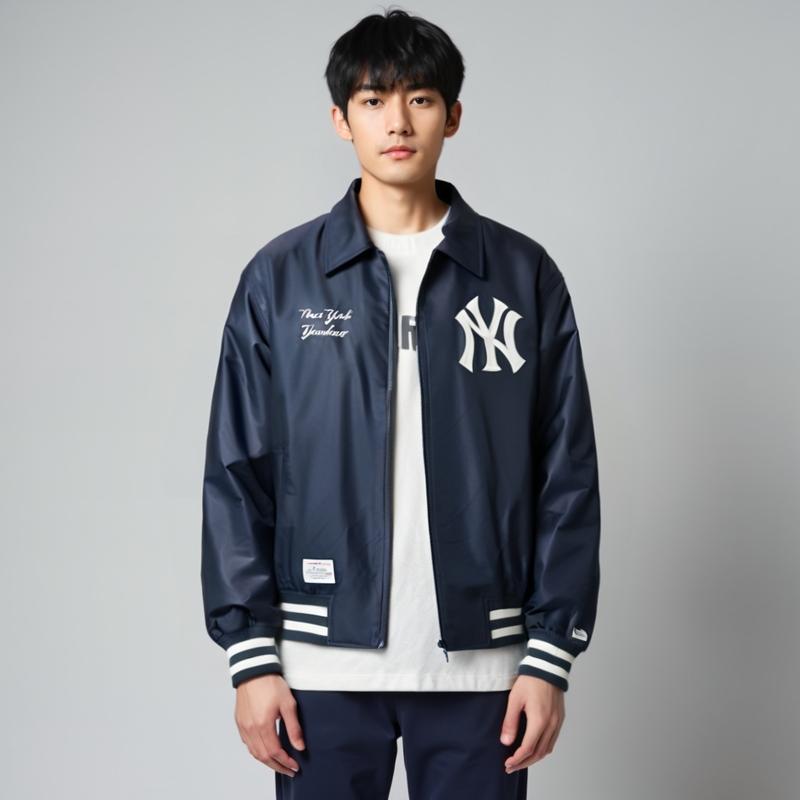 New Era MLB Los Angeles Dodgers Letter Embroidery Back Print Zip-Up Long Sleeve Jacket Unisex jackets Blue 14179179
