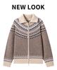 Women's Thickened Fair Isle Pure Wool Cardigan – Loose Knit Sweater Coat for Autumn & Winter