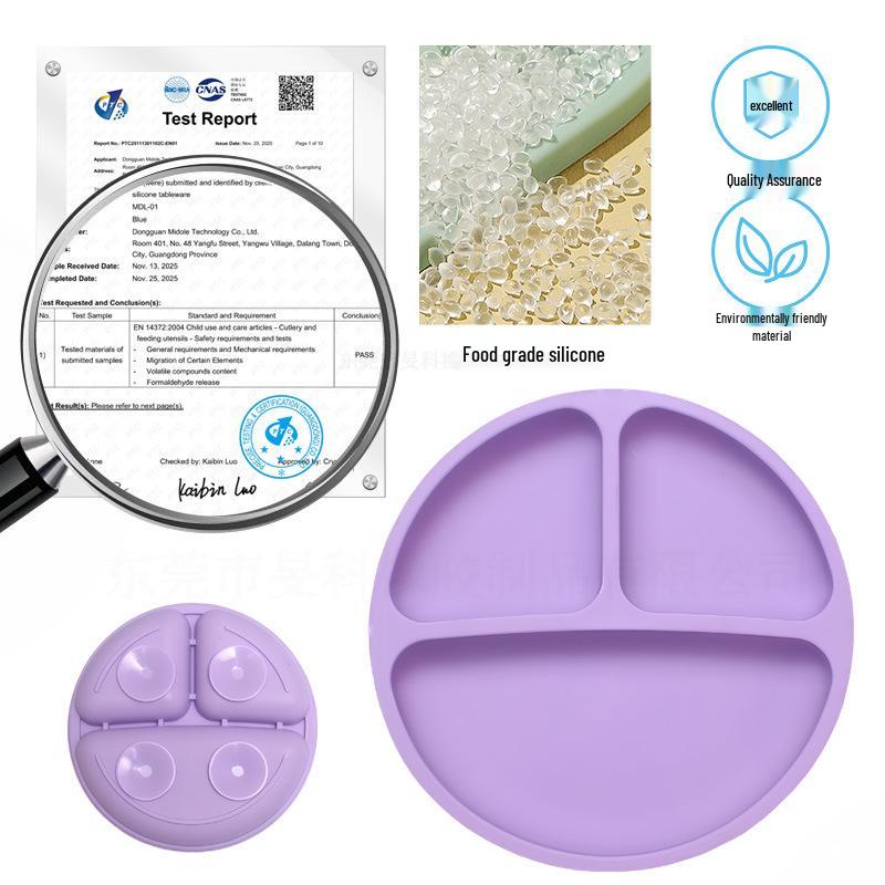 Children's Silicone Smiley Face Divided Meal Plate - Drop-Resistant, Three-Compartment Training Tableware