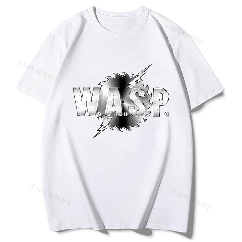 Retro Style Short Sleeve Oneck Camiseta T Shirt Heavy Metal Band Wasp Graphic T Shirts Y2k Clothes Goth Tshirt Tops Tees