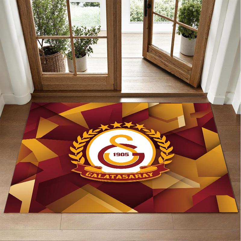 Galatasaray FC Design Crystal Velvet Rug Soft Decorative Mat for Bedroom Entrance