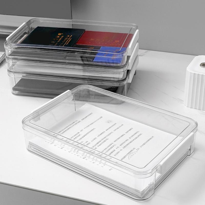 Clear Document Organizers Containers Stackable File Storage Box Filing Box Paper Storage Box Portable File Organizers