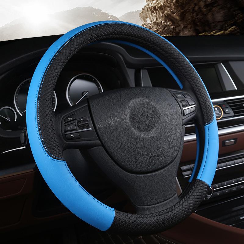 Car Steering Wheel Protective Cover Universal Breathable Elastic Band Anti Slip Pu Leather Steering Covers Suitable 38Cm U-60