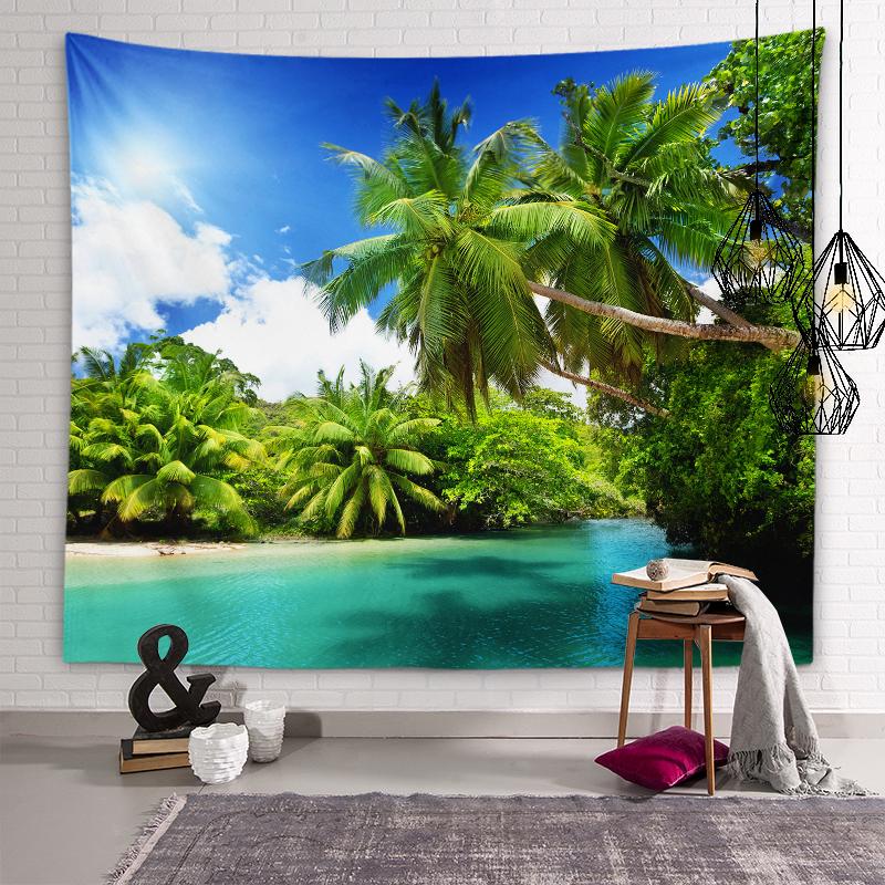 Beach Scenery Tapestry Sunset Evening Glow Scenery Wall Art Decoration Dormitory Room Aesthetics Bedroom Home Decoration