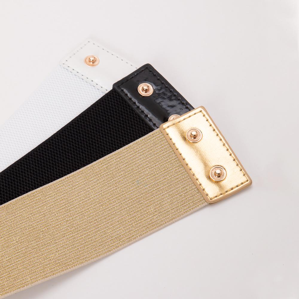 Retro Pearl Beauty Elastic Waistband: Women's Versatile Ultra-Wide Mirror Leather Belt