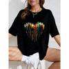 White Oversized T Shirt With Colorful Paint Drip Print For Casual Wear