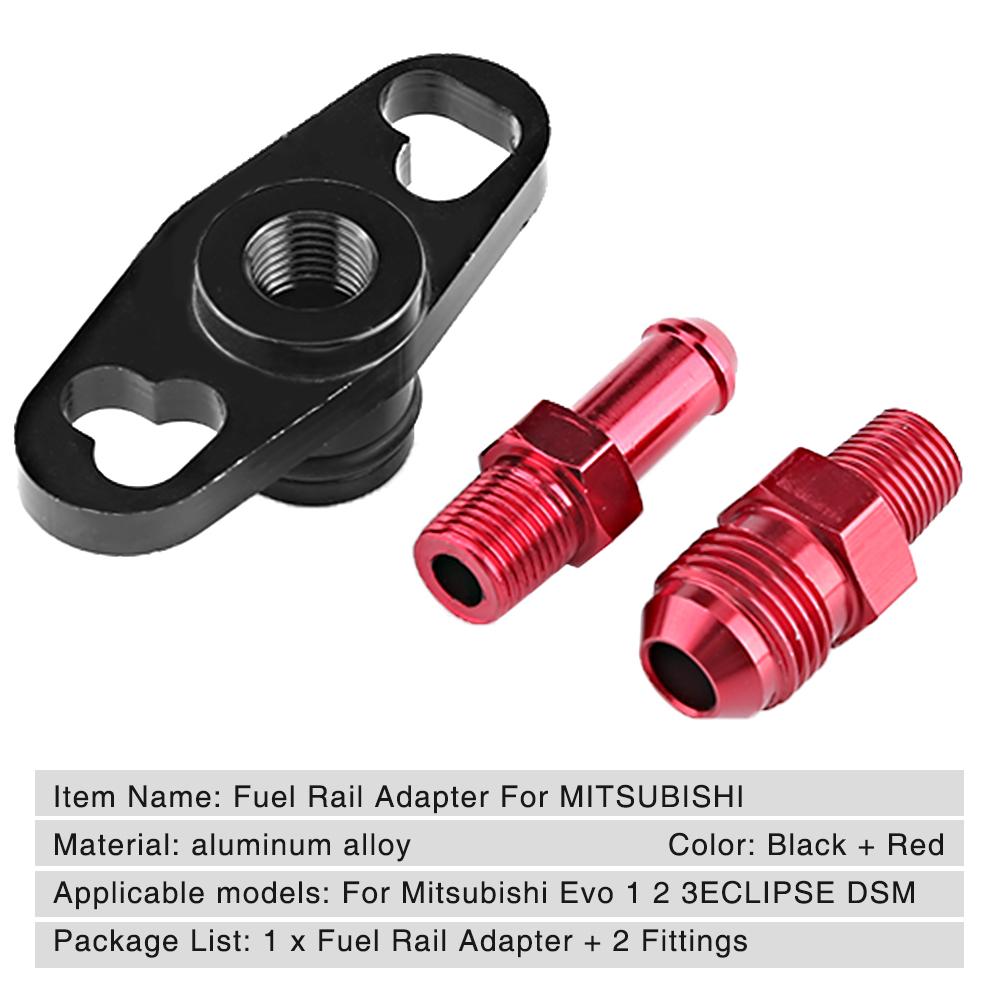 Bil Drivstoffrail Trykkregulator Adapter med Fittings for Mitsubishi Evo 1 2 3ECLIPSE DSM