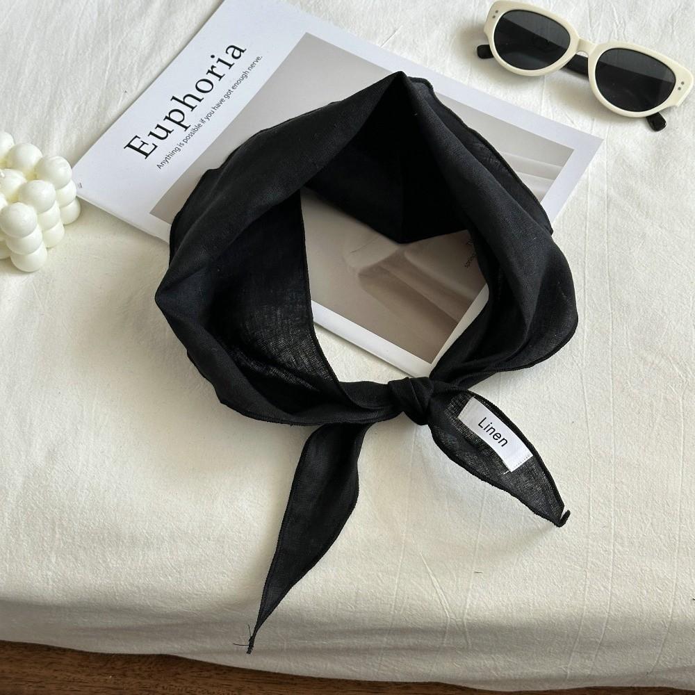 Breathable Linen Scarf Thin Fabric Triangular Binder Fashion Triangle Scarf  Vacation Use